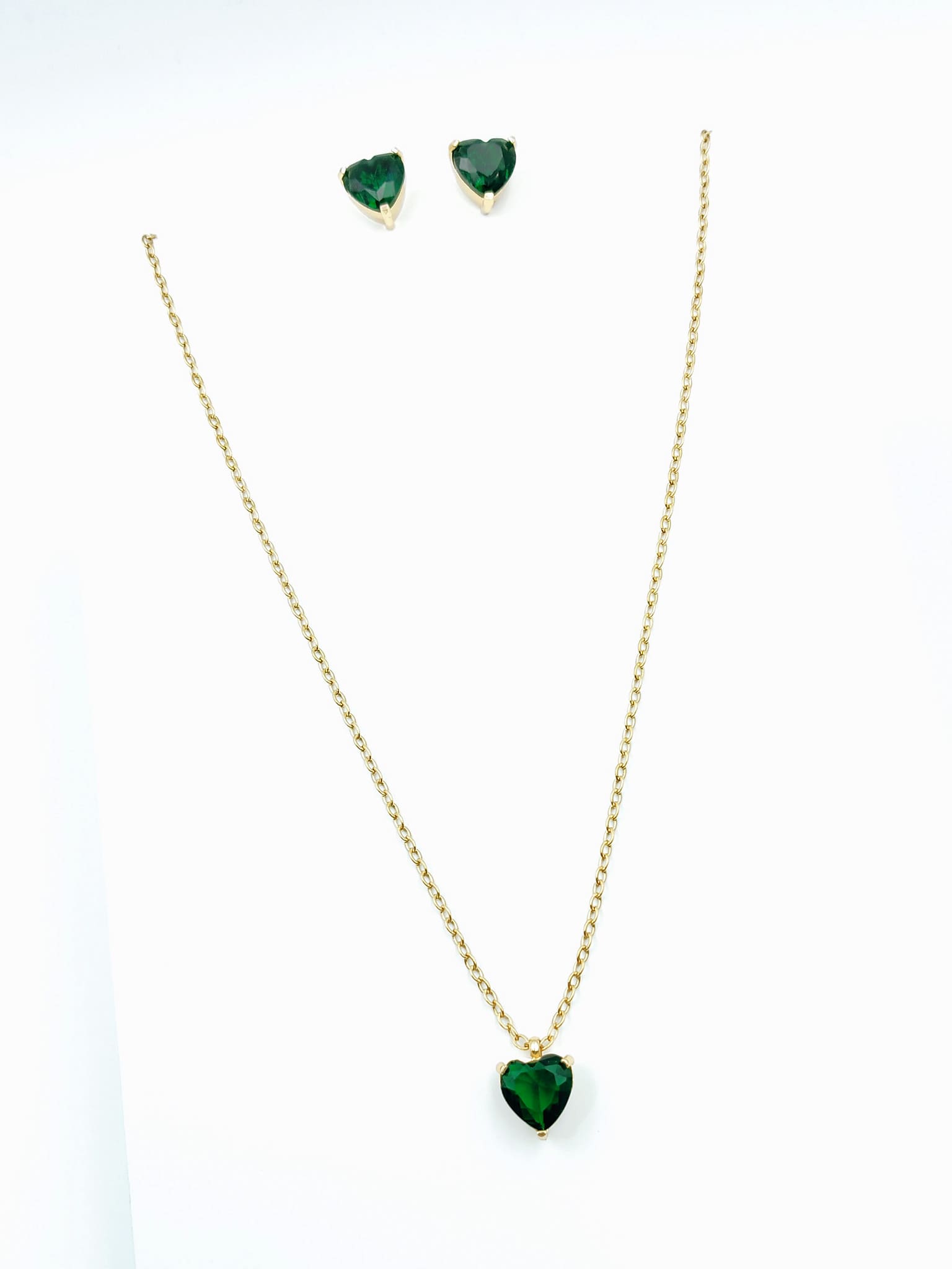 Verdant Heart Pendant Necklace & Earring Set