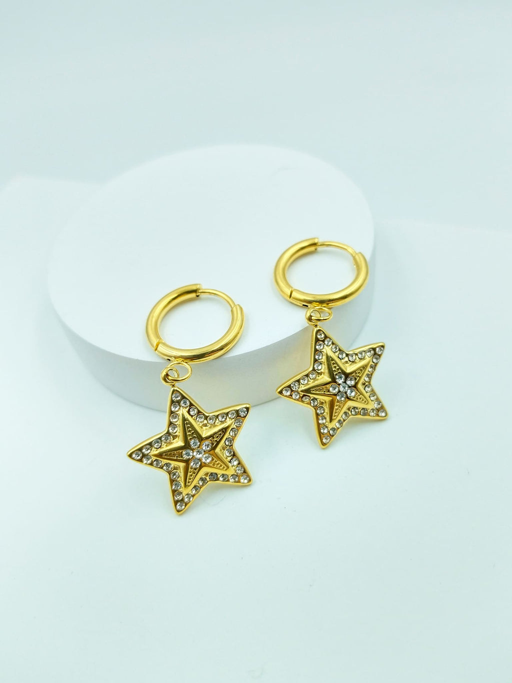 Celestial Star Sparkle Drop Hoops