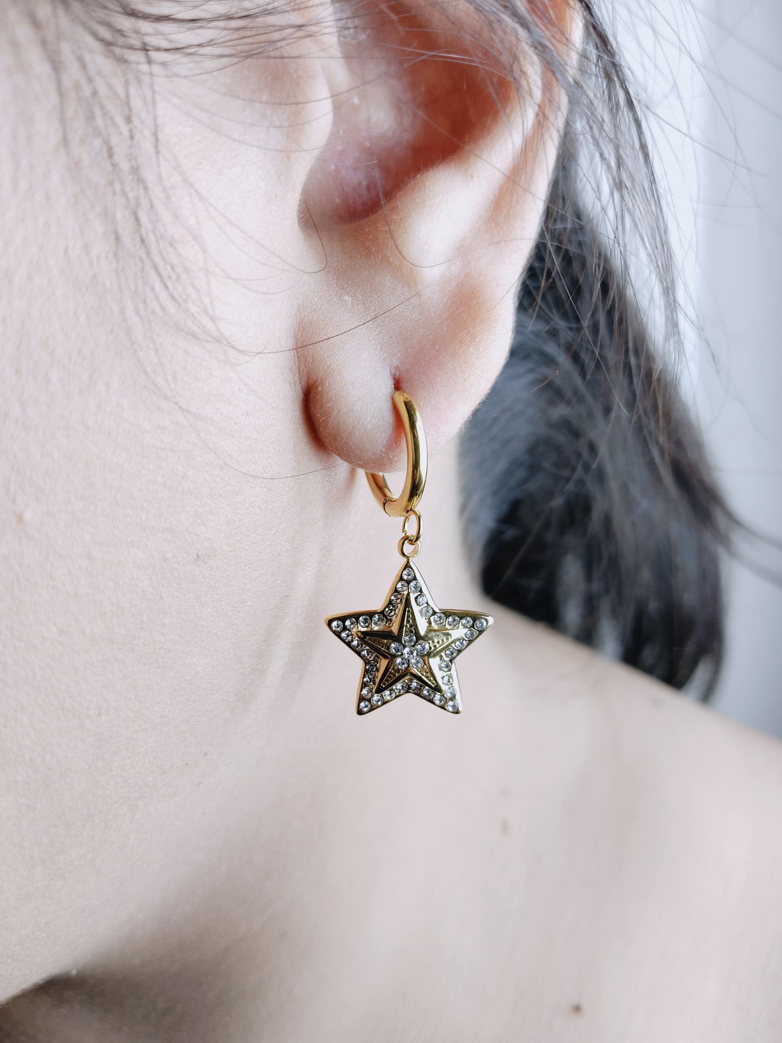 Celestial Star Sparkle Drop Hoops