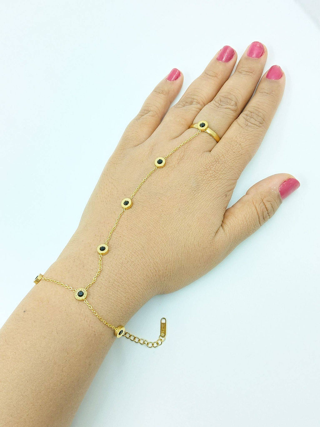 Classic Roman Luxe Hand Chain White & Black Hathphool