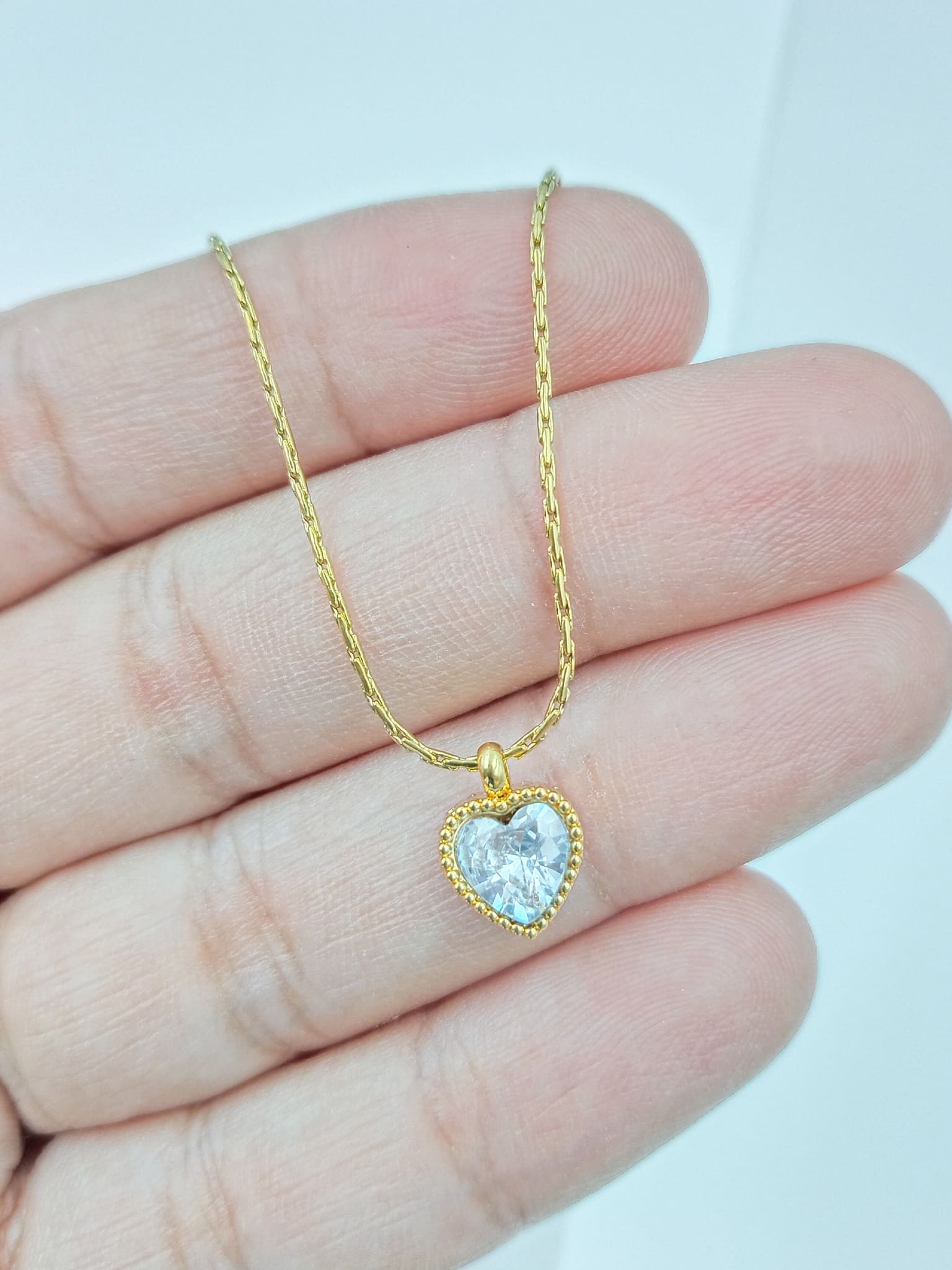 Dazzling Heart Studded Necklace & Earring Set