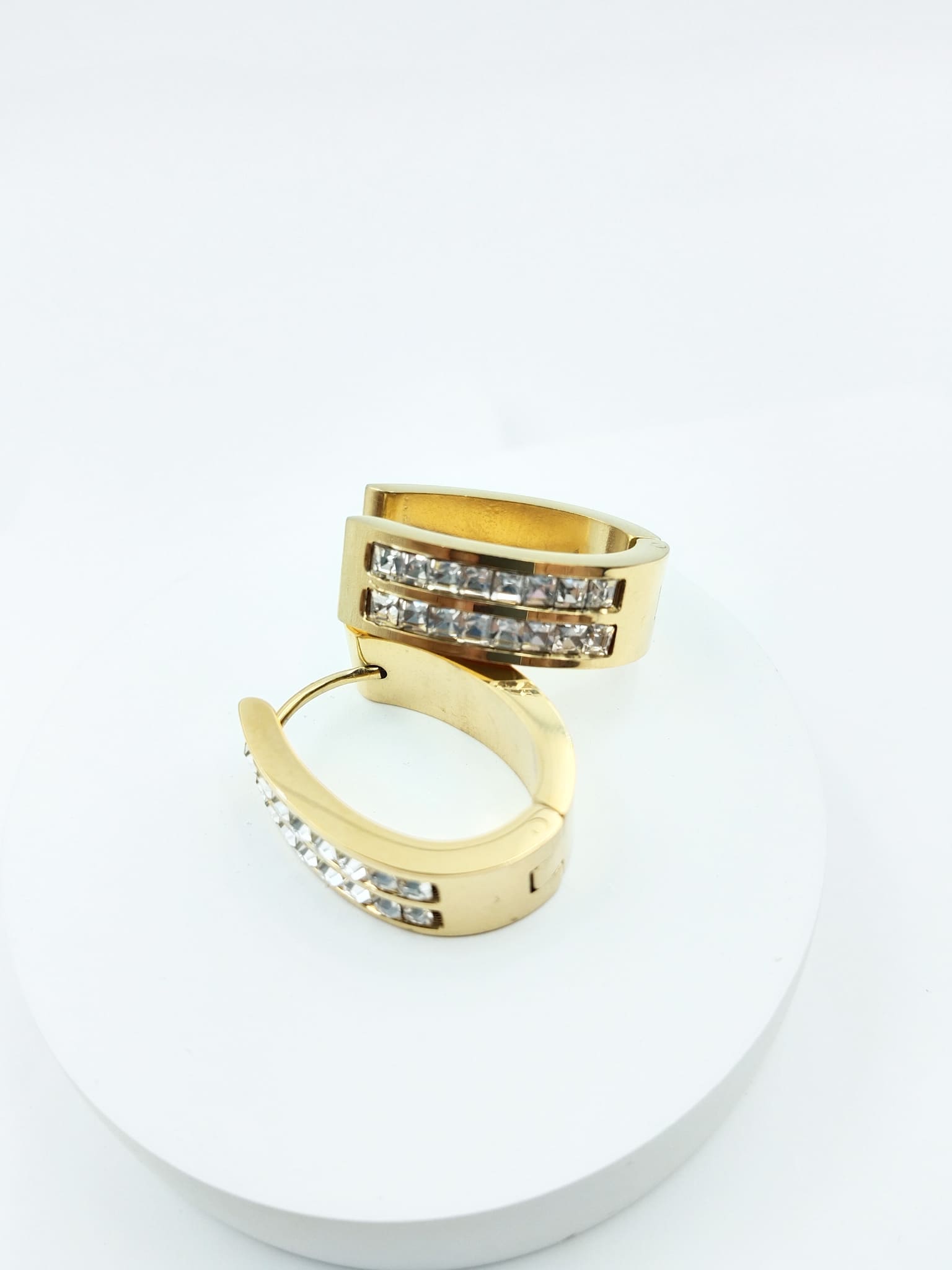 Double Row CZ Hoop Earrings