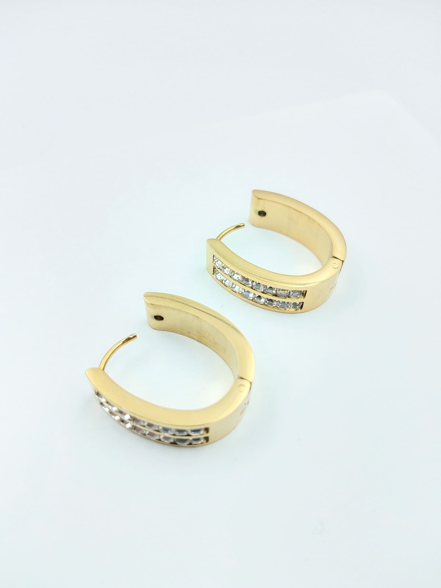 Double Row CZ Hoop Earrings