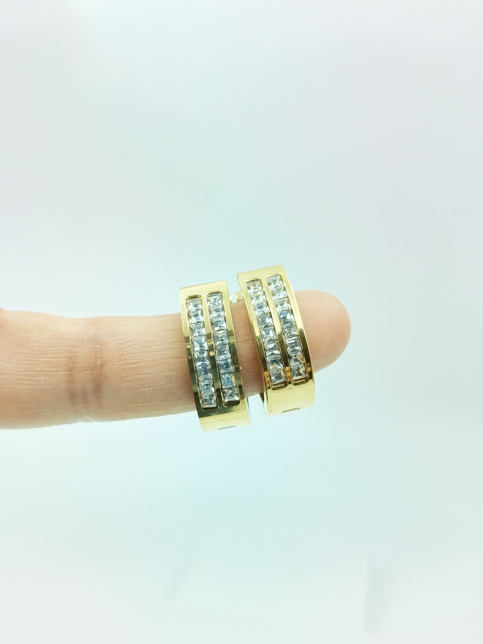 Double Row CZ Hoop Earrings