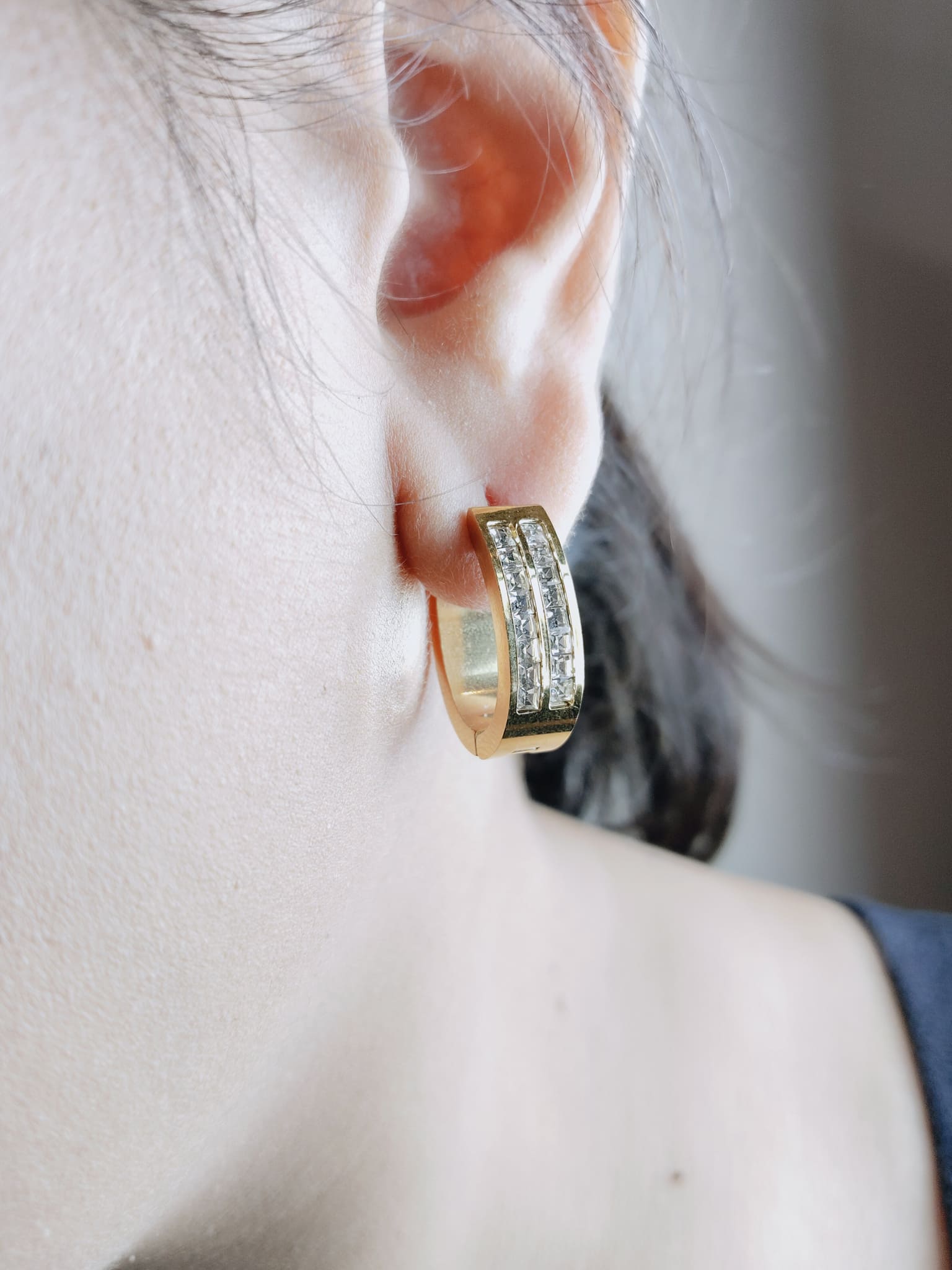 Double Row CZ Hoop Earrings