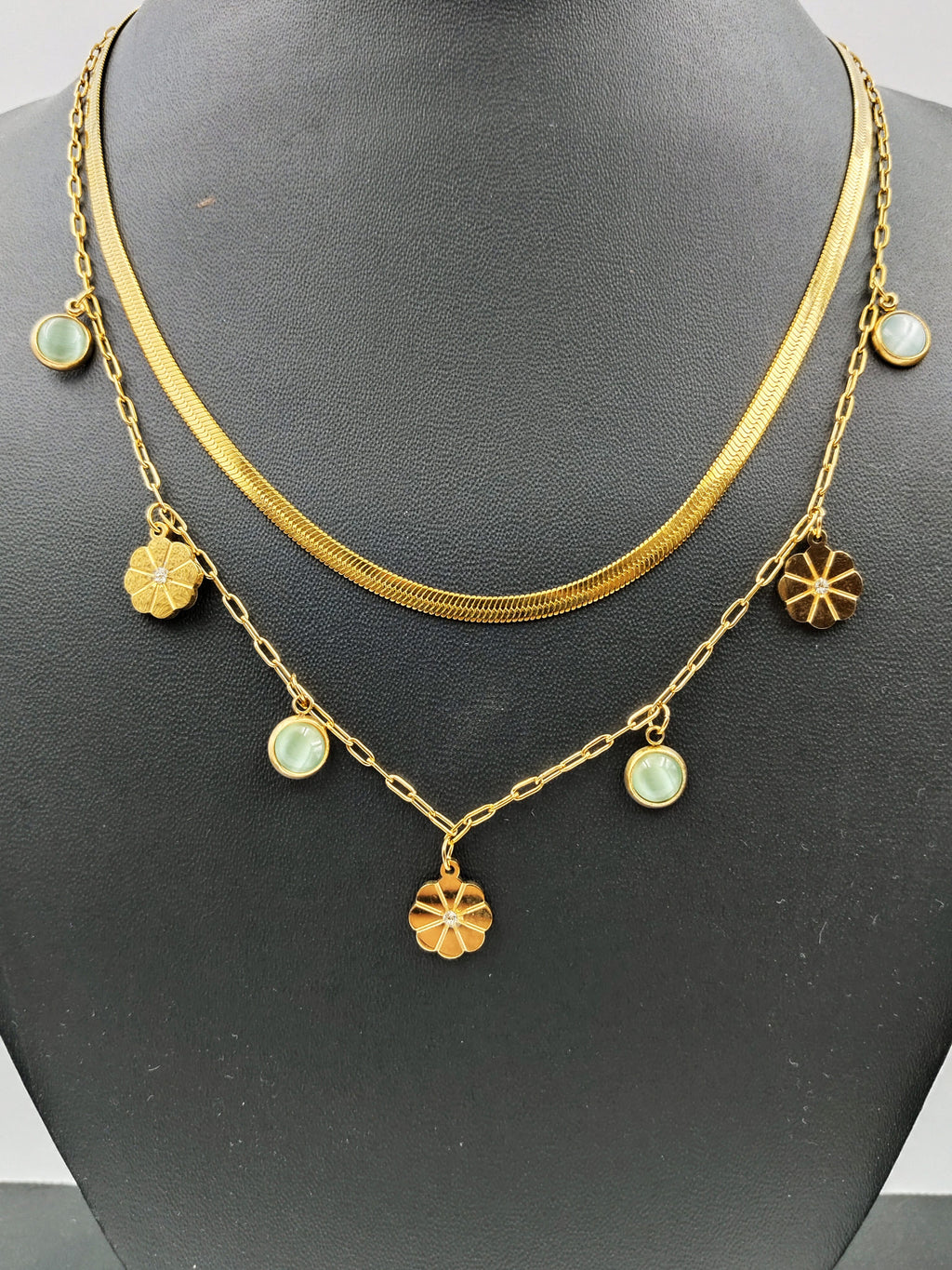 Dual-Layered Floral Charm Necklace