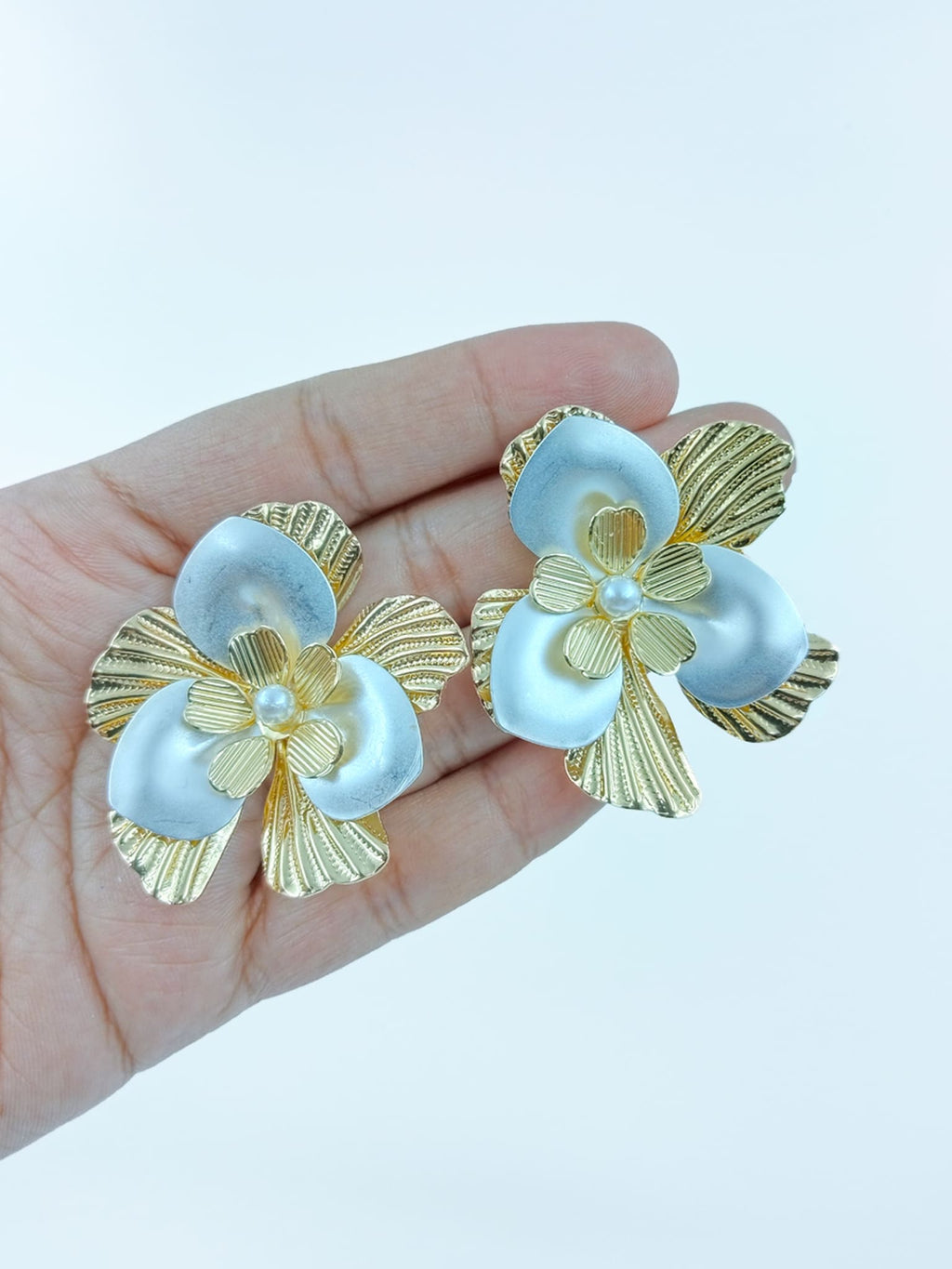 Dual-Tone Bloom Statement Earrings
