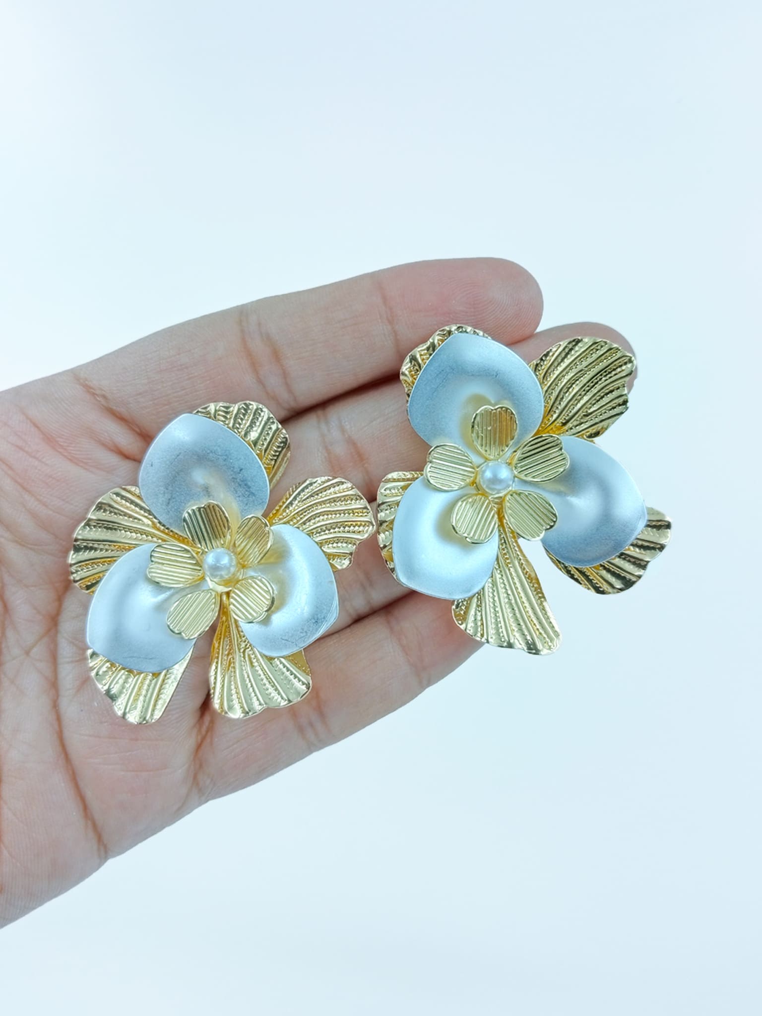 Dual-Tone Bloom Statement Earrings