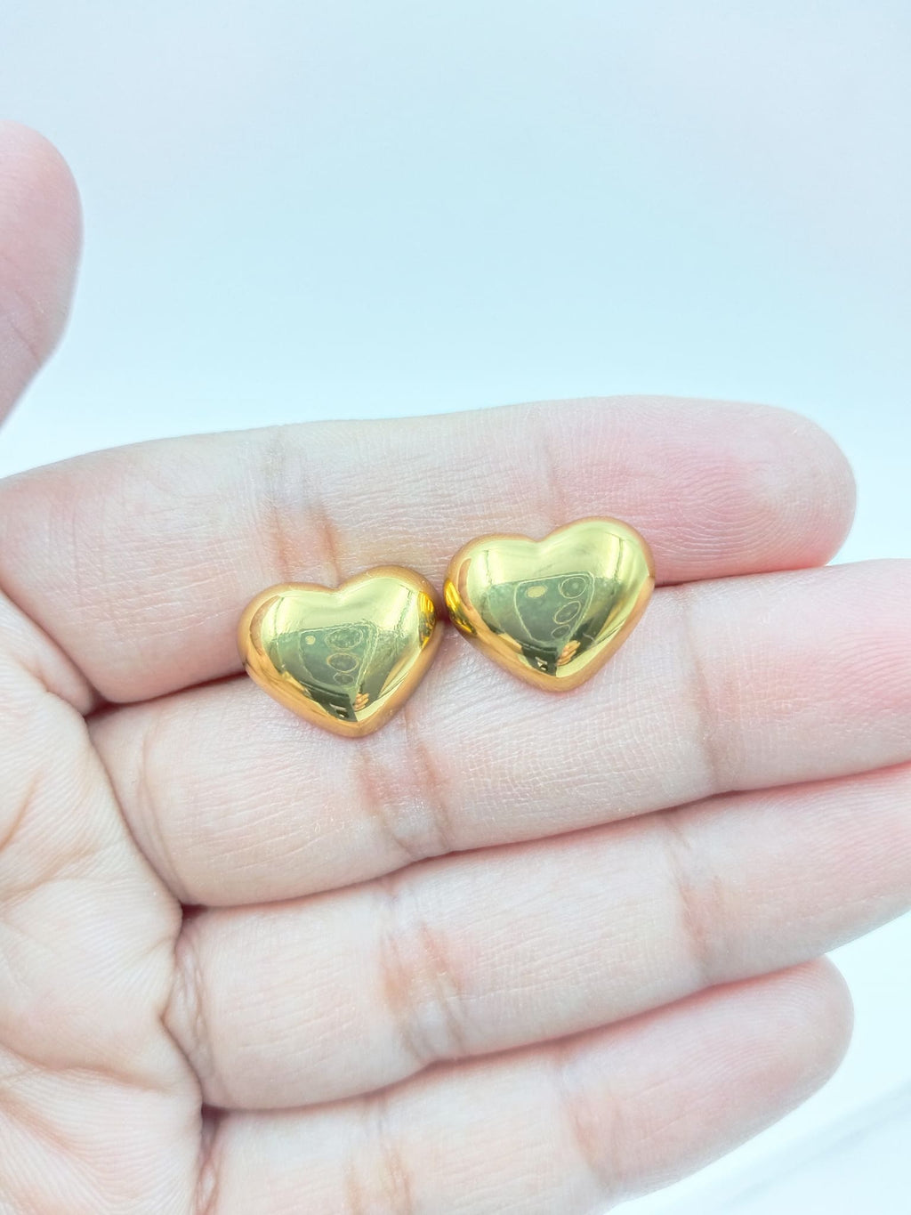 Embossed Heart Pearl Studs