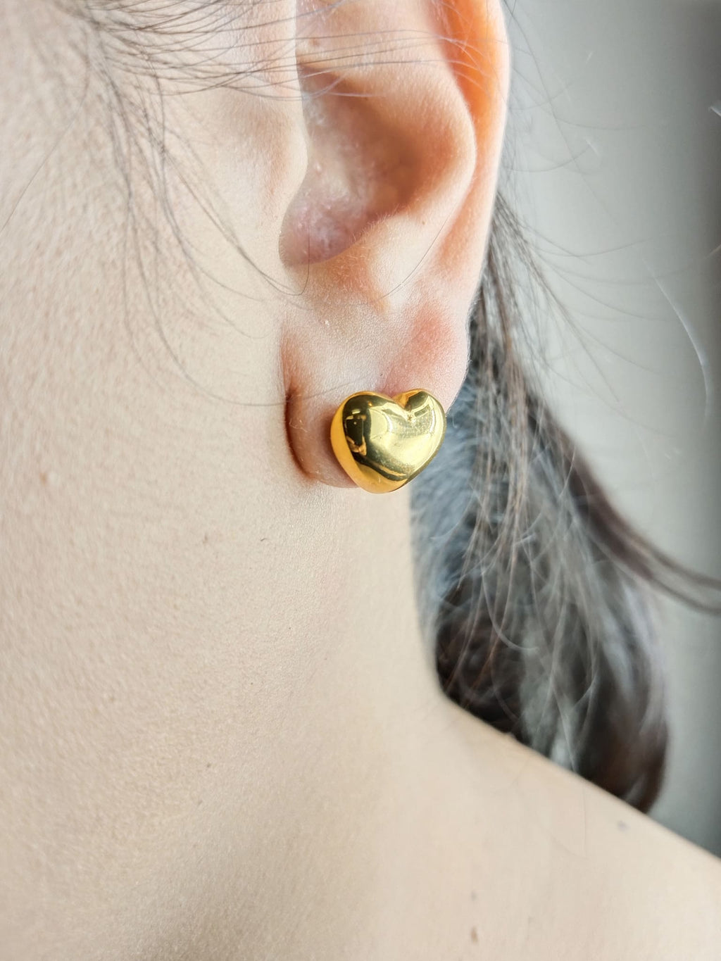 Embossed Heart Pearl Studs