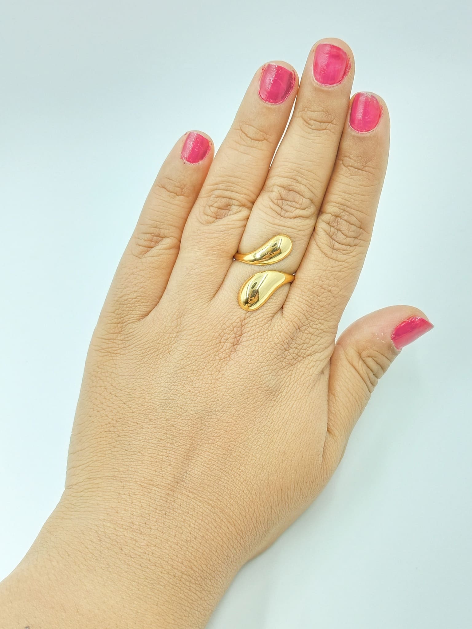 Fluid Teardrop Open Ring