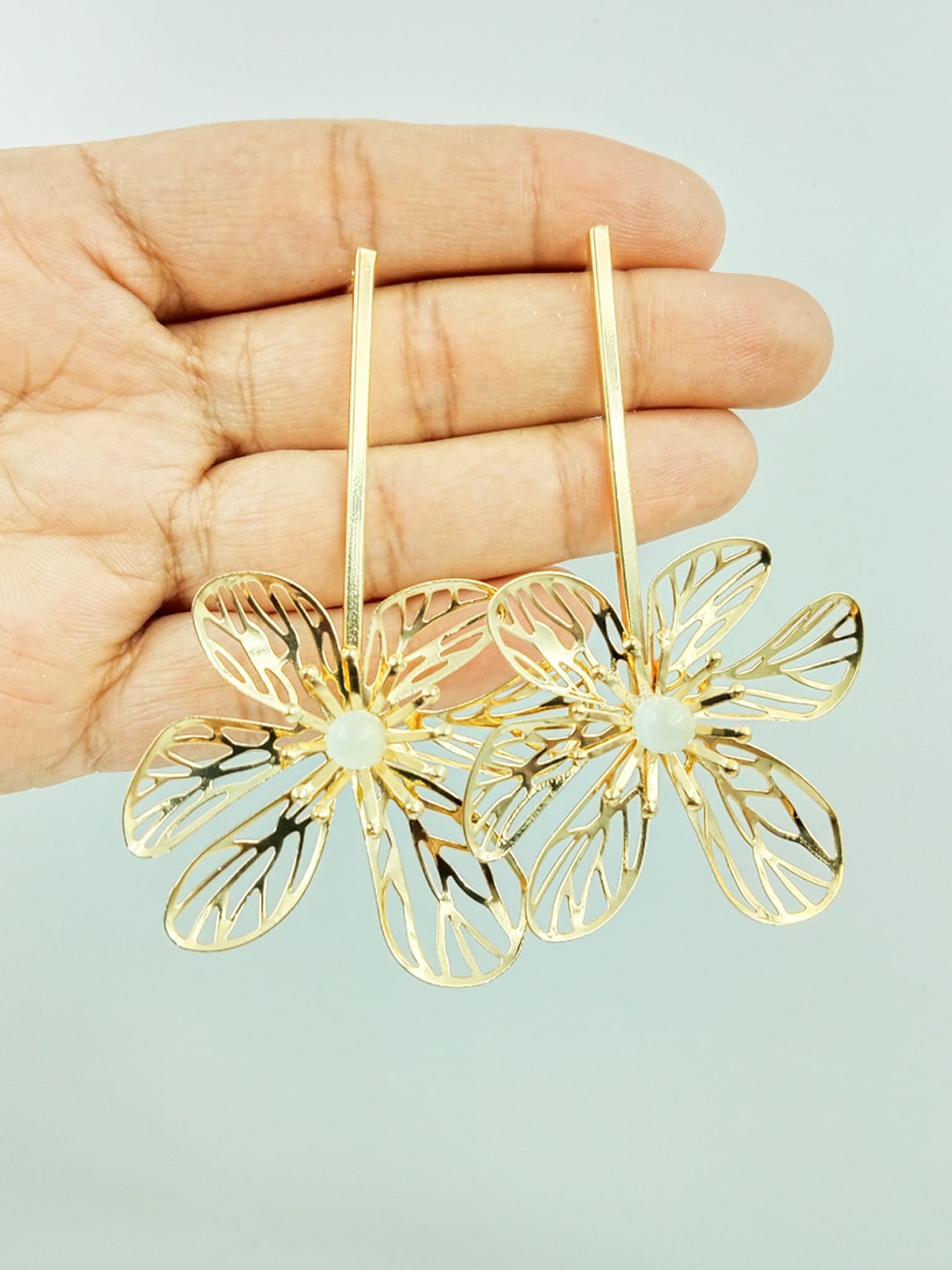 Intricate Filigree Flower Statement Earrings
