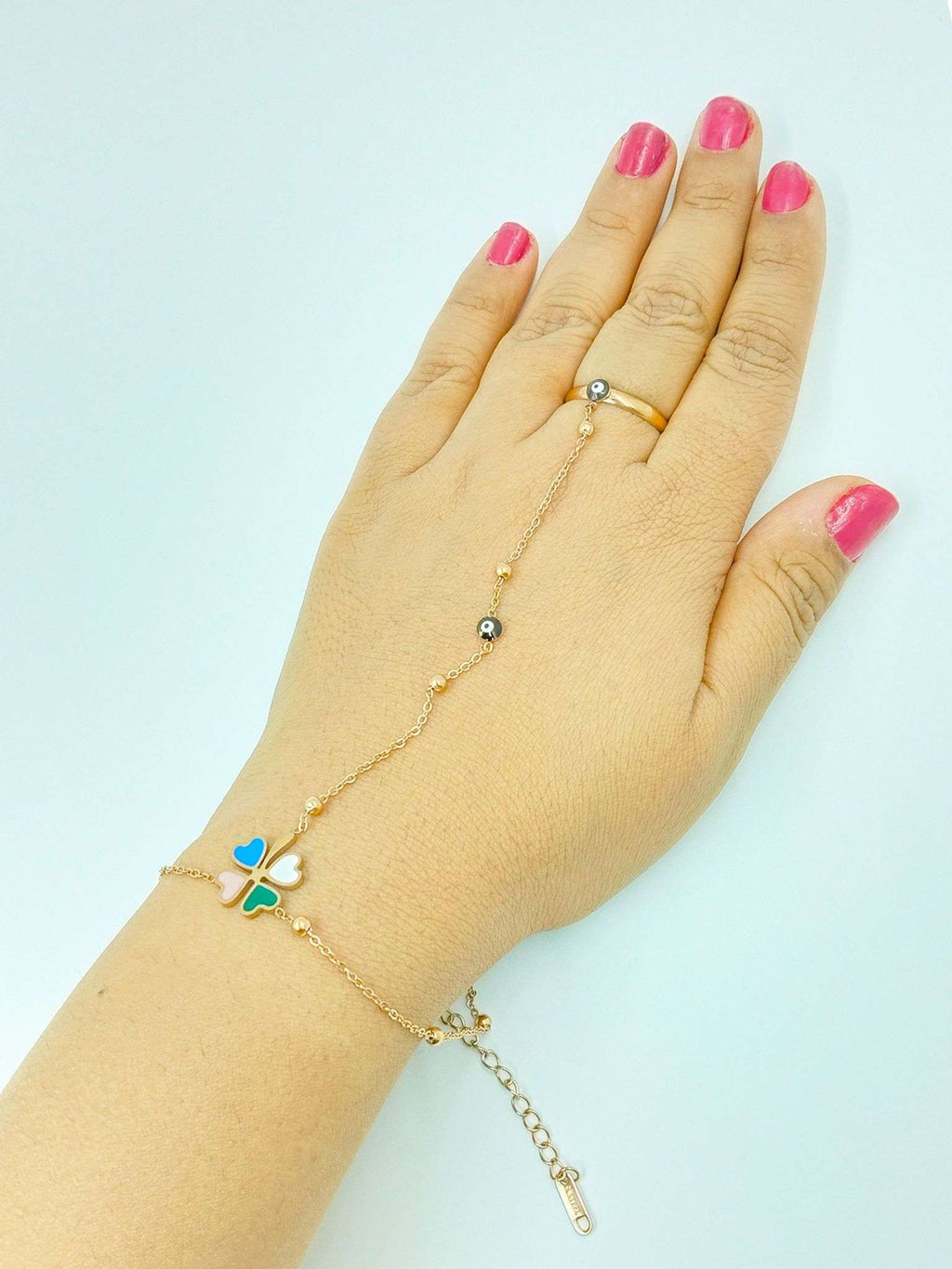 Lucky Clover Evil Eye Hand Chain