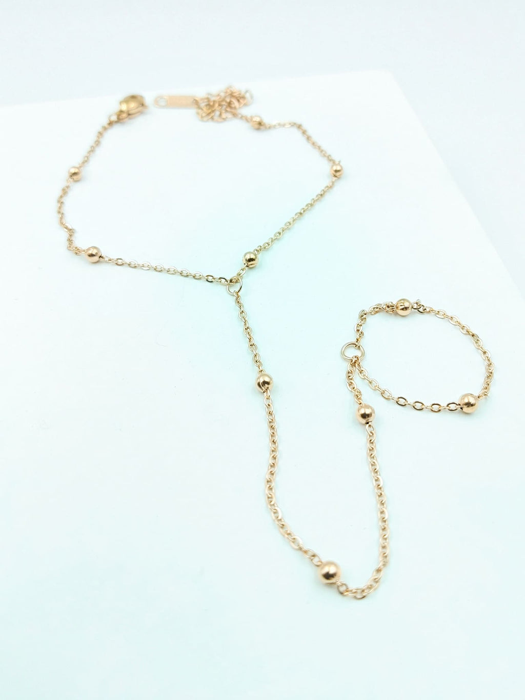 Minimalist Golden Bead Hand Chain