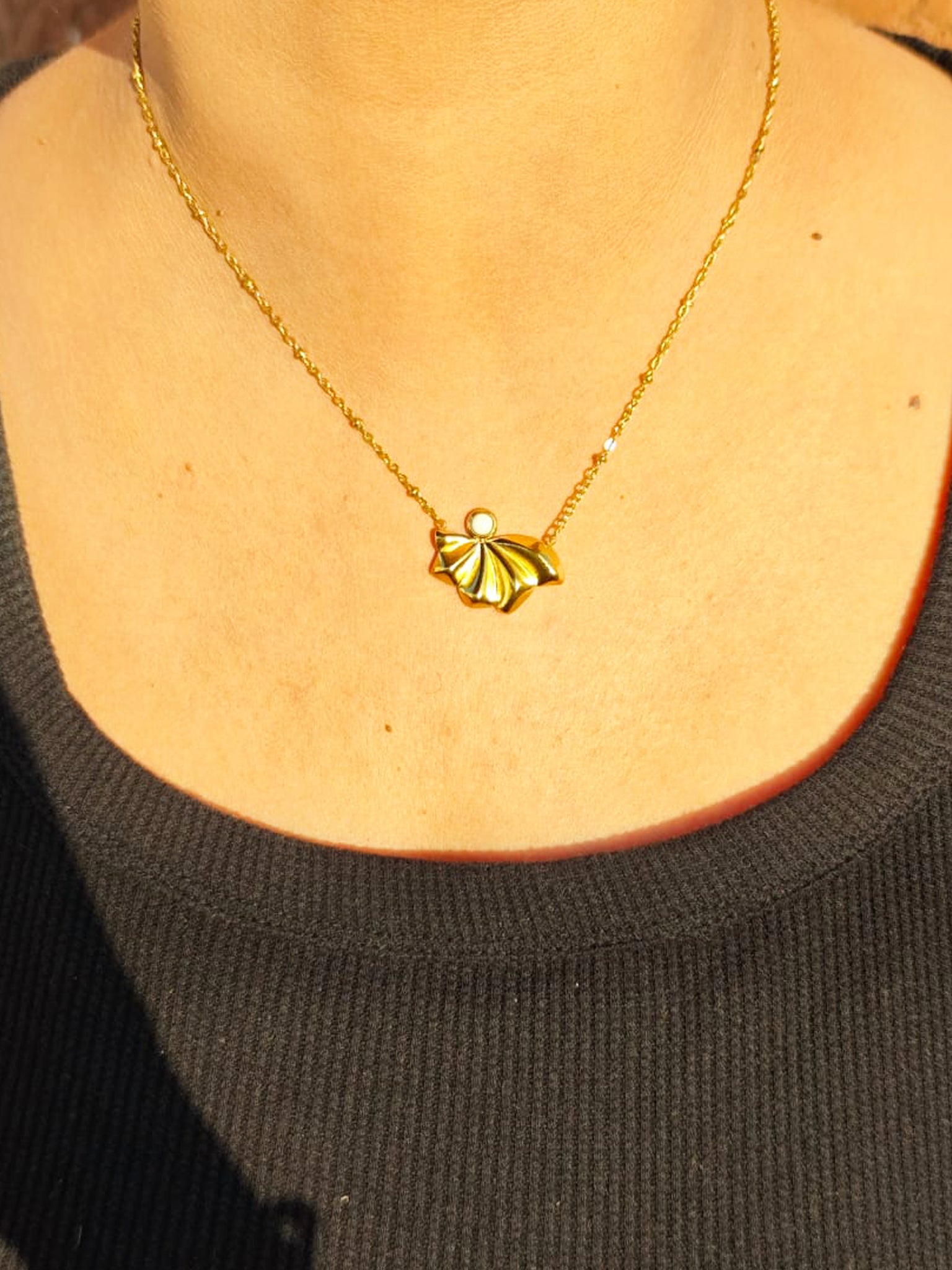 Golden Fan Shell Necklace