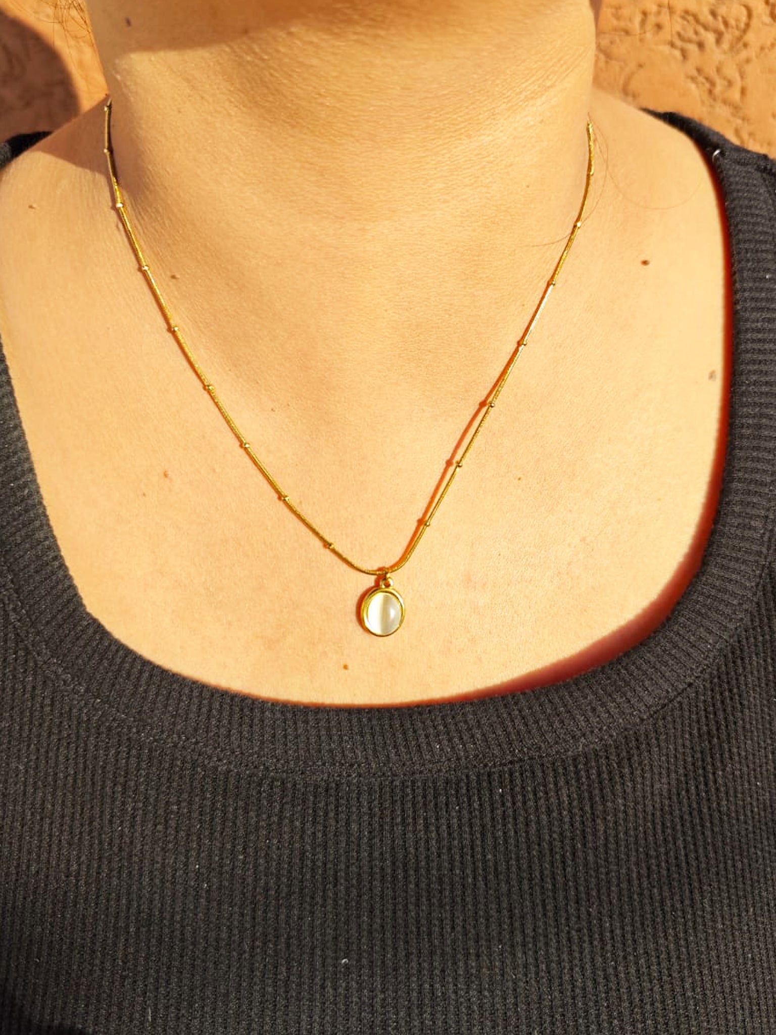 Oval Moonstone Satellite Necklace