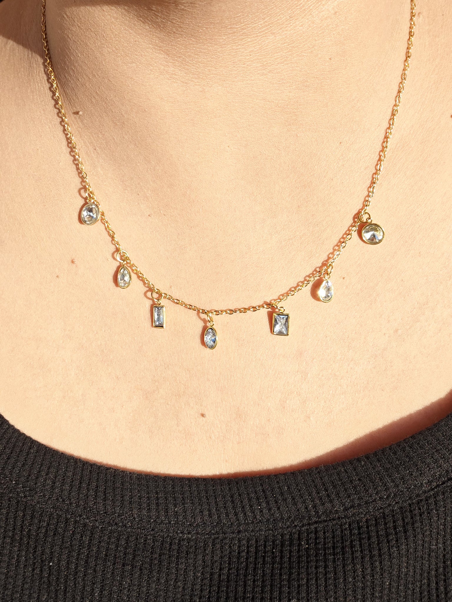 Radiant Multi-Shape Crystal Charm Necklace