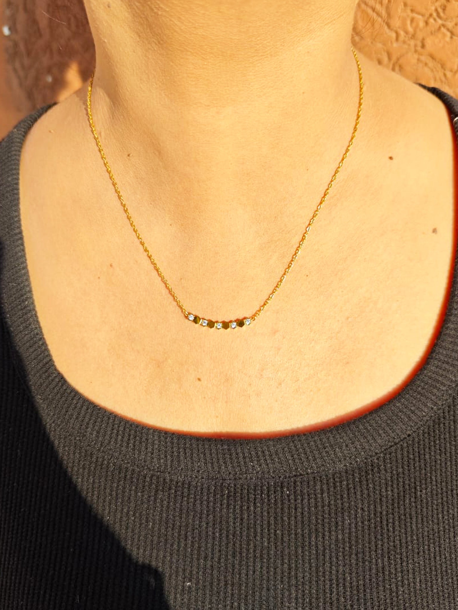 Golden Honeycomb Bar Necklace