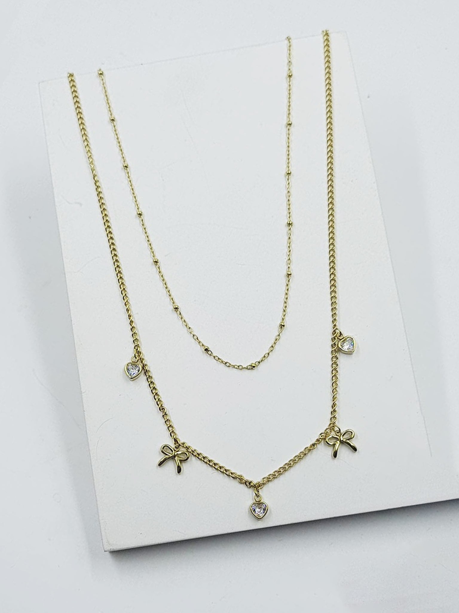 Heart & Bow Layered Necklace