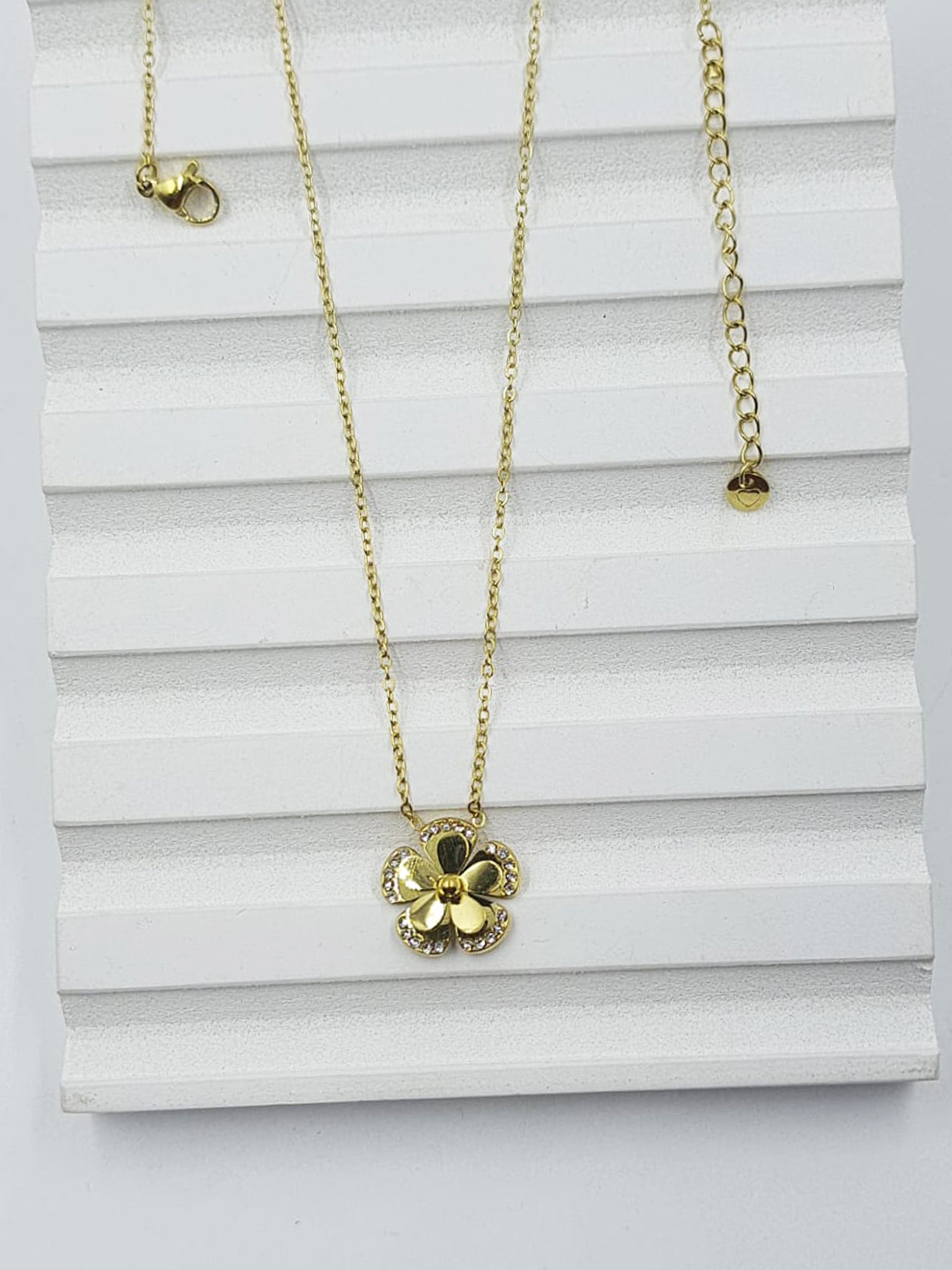 Crystal Floral Charm Necklace