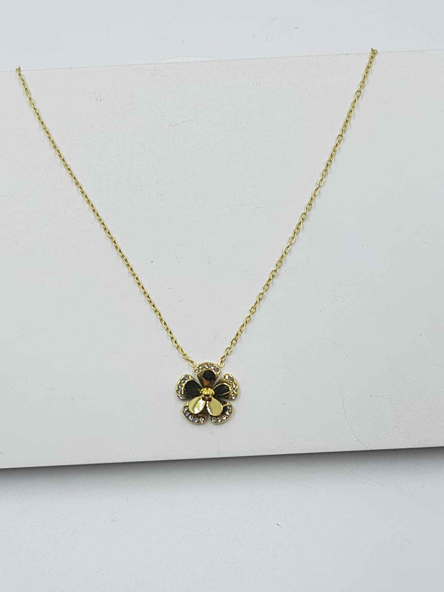Crystal Floral Charm Necklace