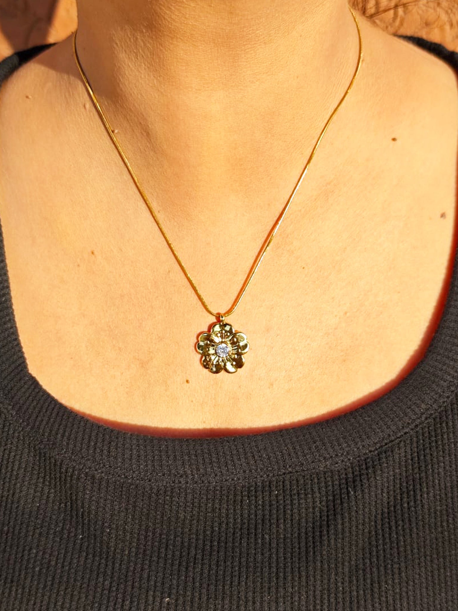 Golden Blossom Crystal Pendant