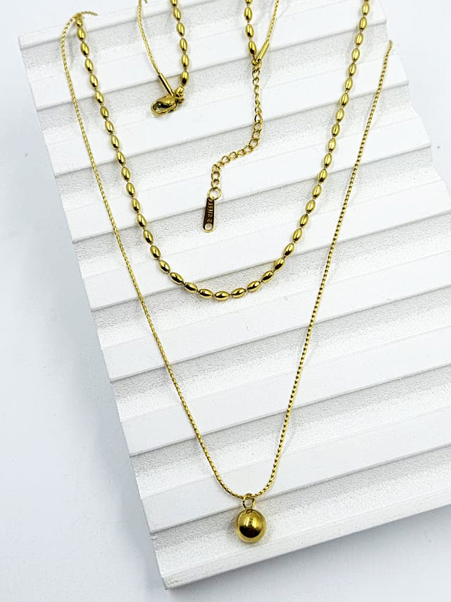 Layered Golden Sphere Necklace