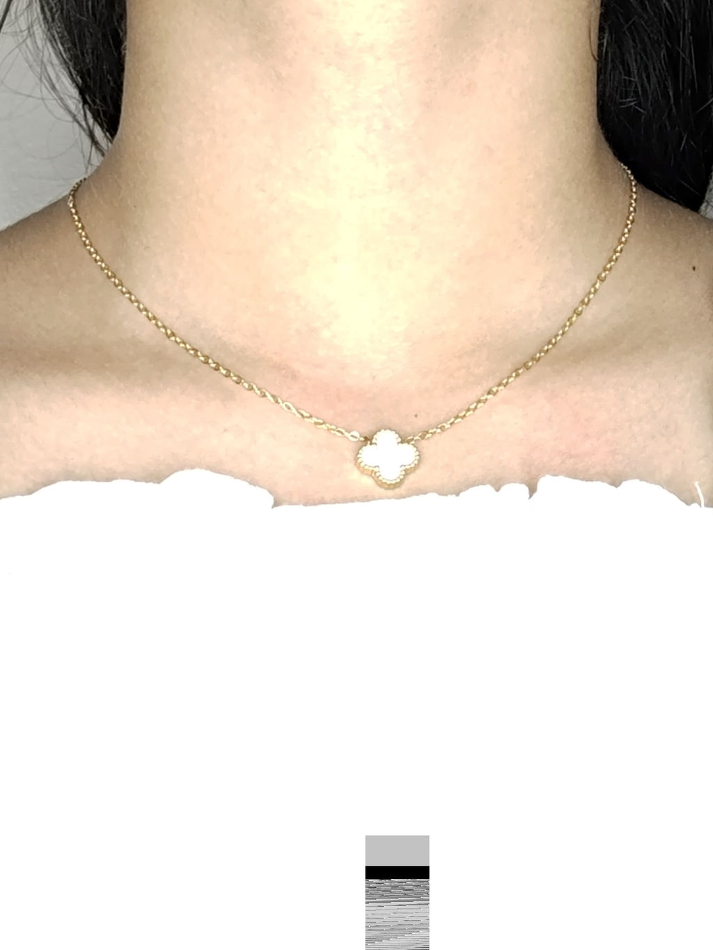 Reversible Black & White Clover Anti-Tarnish 18K Gold Plated Chain
