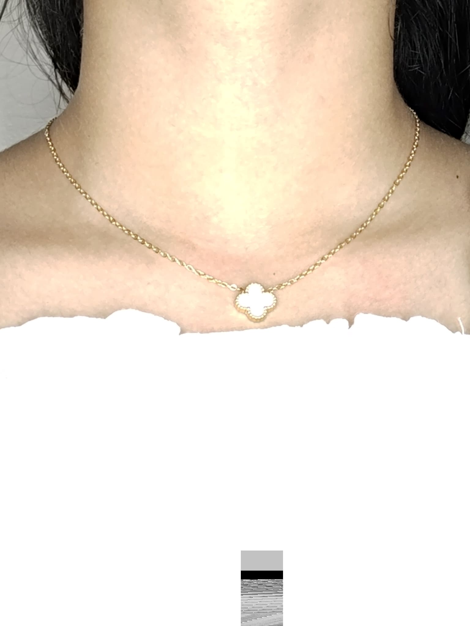 Reversible Black & White Clover Anti-Tarnish 18K Gold Plated Chain