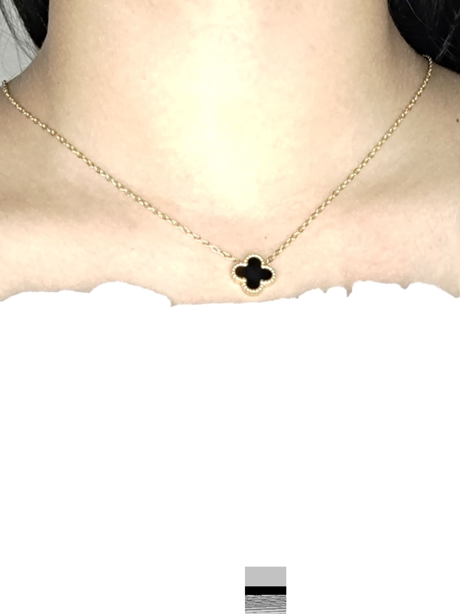 Reversible Black & White Clover Anti-Tarnish 18K Gold Plated Chain