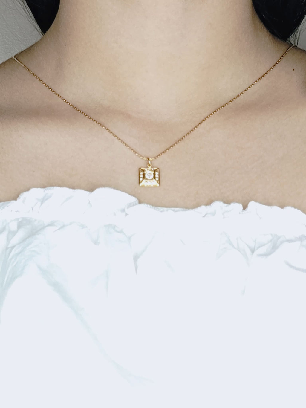 Golden Radiance Square Medallion Necklace 18K Gold plated