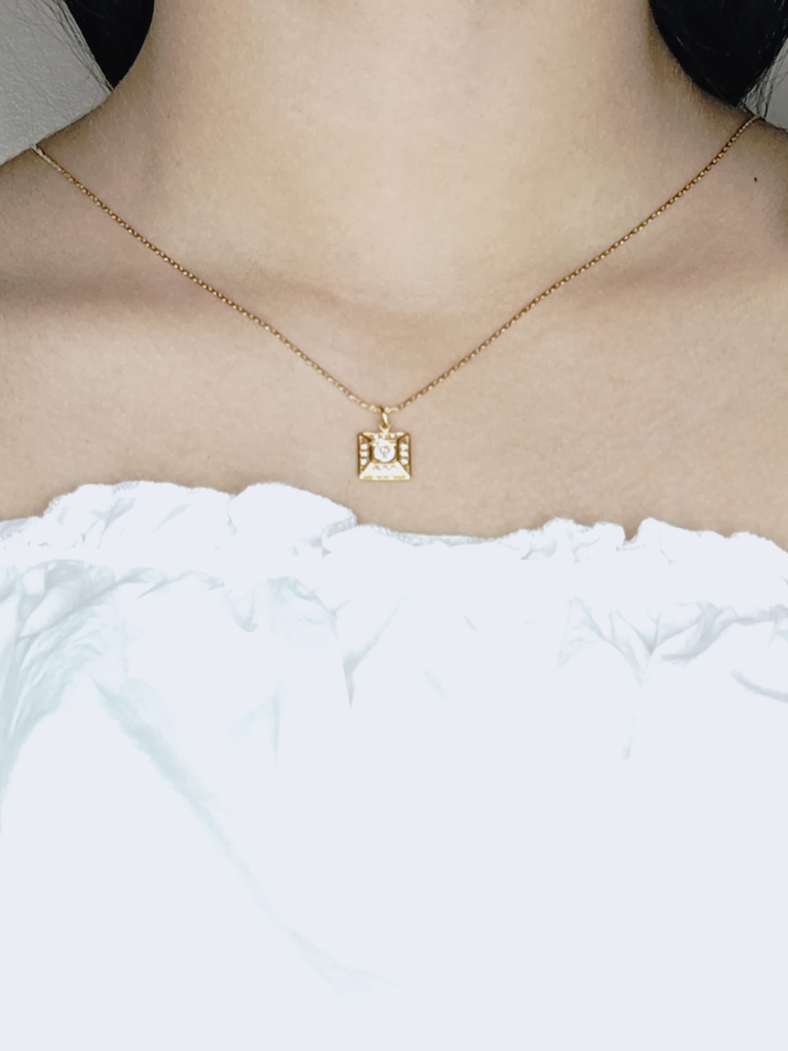 Golden Radiance Square Medallion Necklace 18K Gold plated
