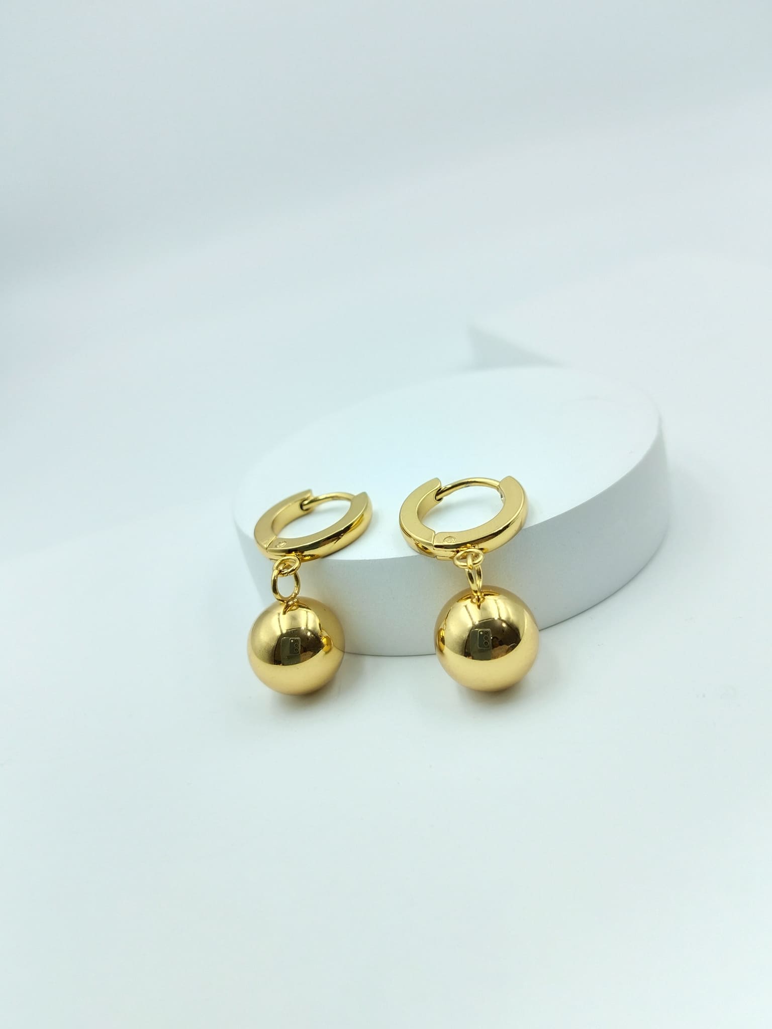Polished Sphere Drop Hoops