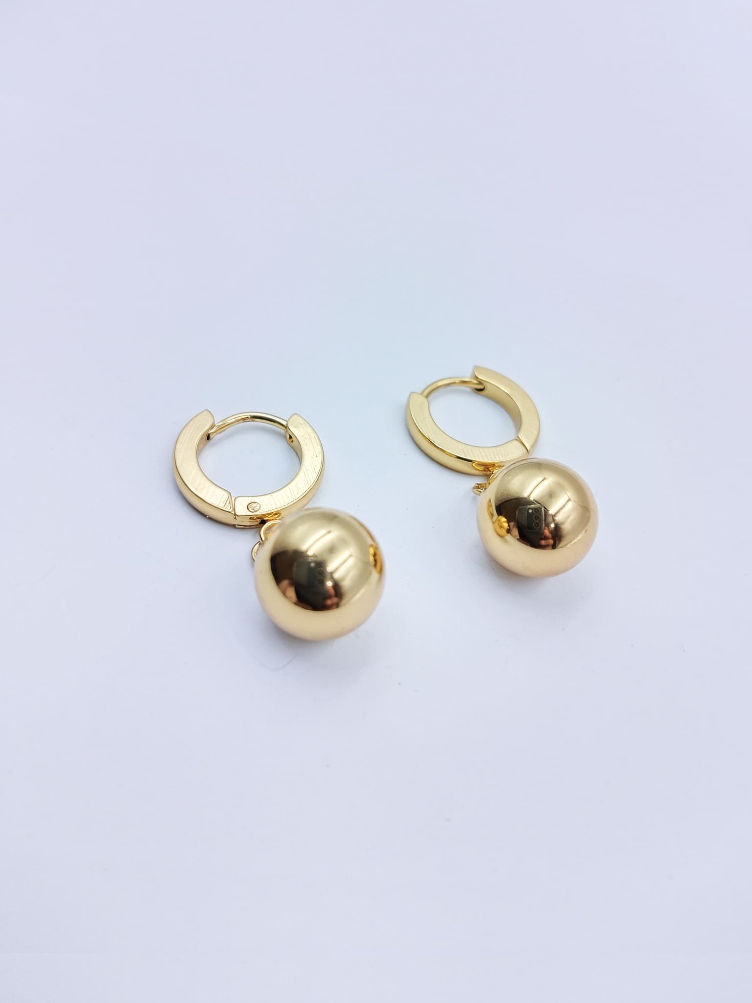 Polished Sphere Drop Hoops