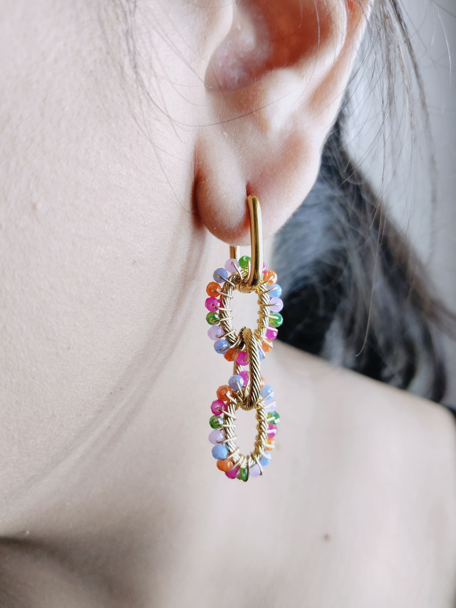 Rainbow Radiance Link Hoops
