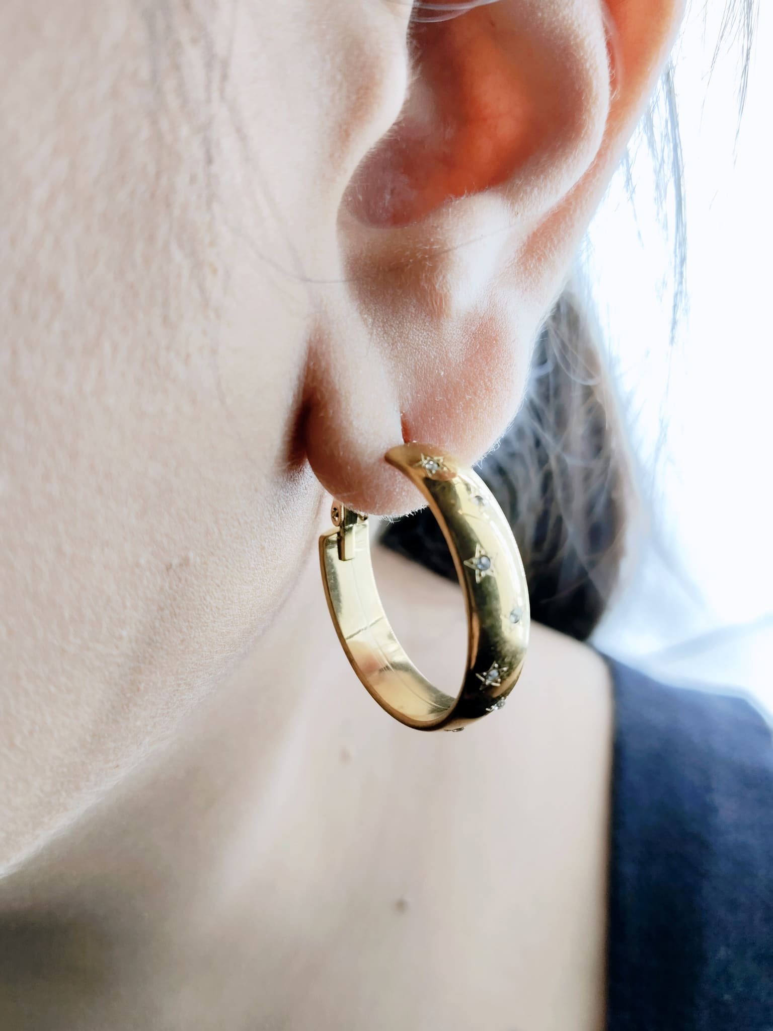 Star Stone Hoops