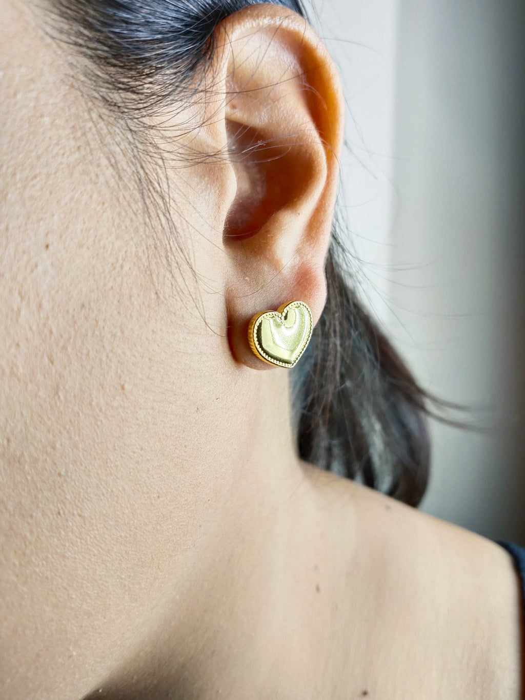 Textured Heart Stud Earrings