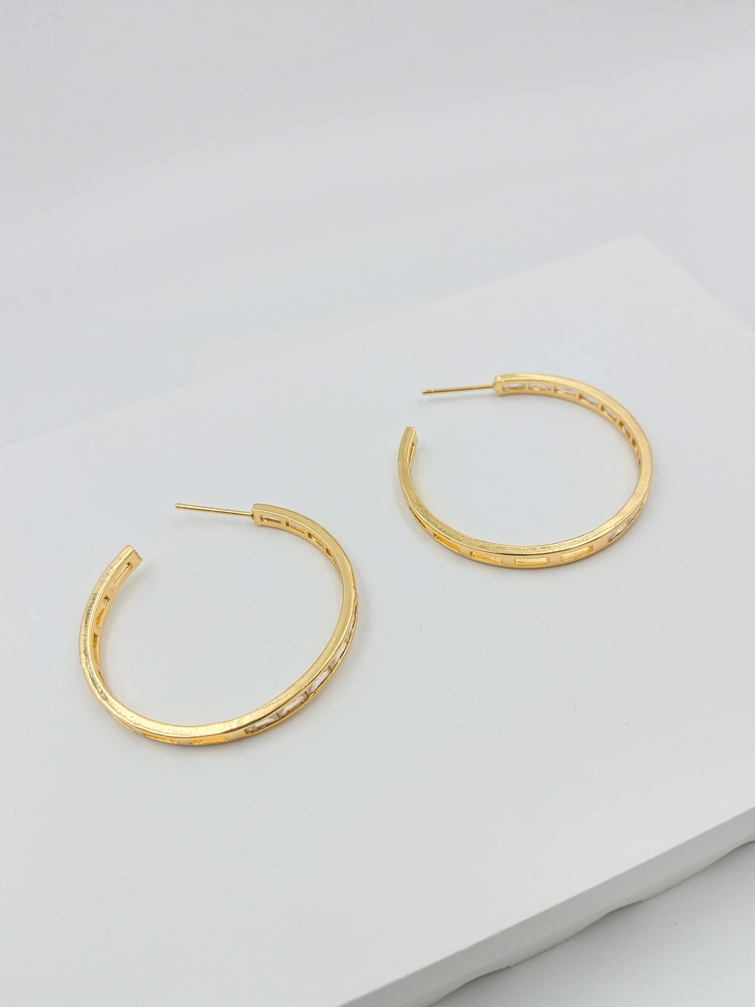Tubelight Baguette Stone Hoops