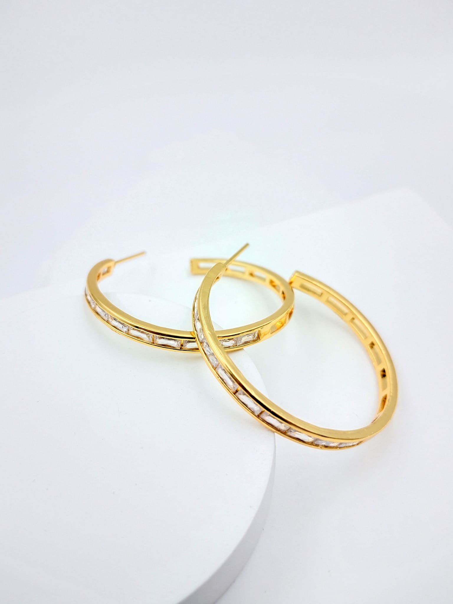 Tubelight Baguette Stone Hoops