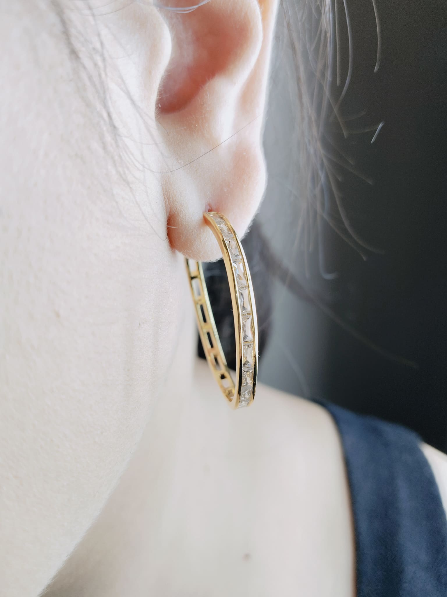 Tubelight Baguette Stone Hoops