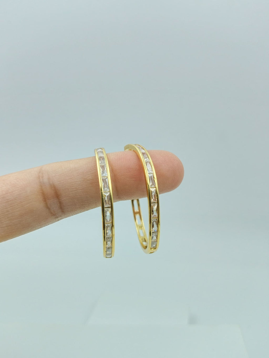Tubelight Baguette Stone Hoops
