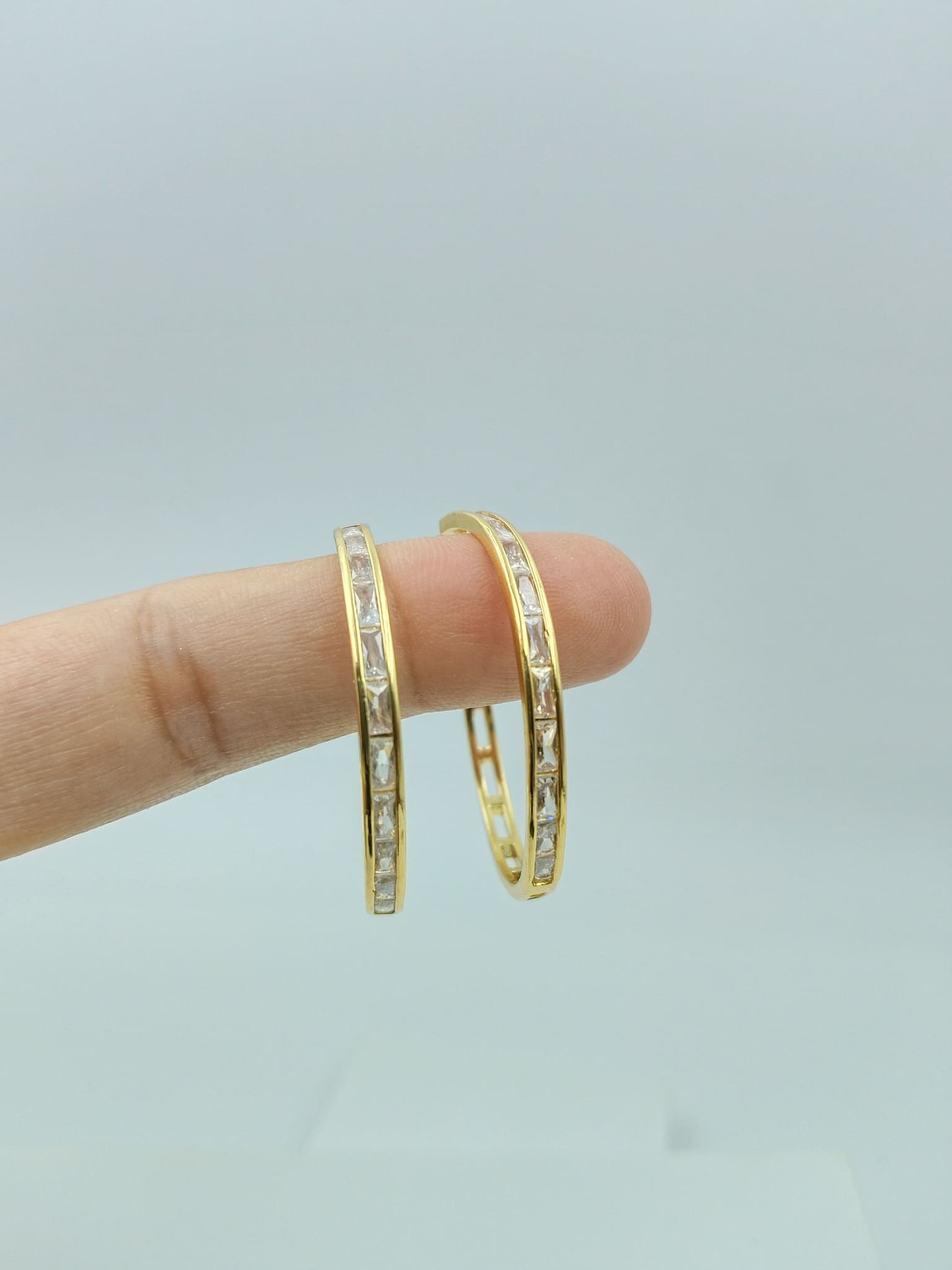 Tubelight Baguette Stone Hoops